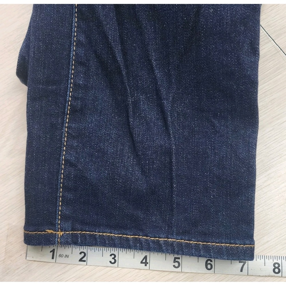 Tory Burch Women's Dark Denim Blue Jean Size 27 Straight Leg Gold Button Logo - Picture 7 of 14